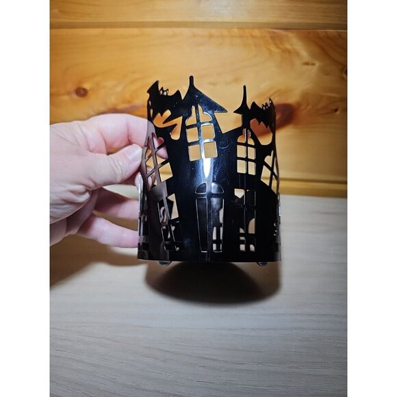 Haunted House 3-Wick Candle Holder Halloween Metal Slatkin/Bath & Body Works - Picture 1 of 13
